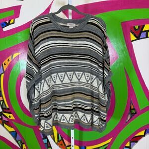 Fresh, Tribal Striped Gray Sweater. Size Large. Good used condition!